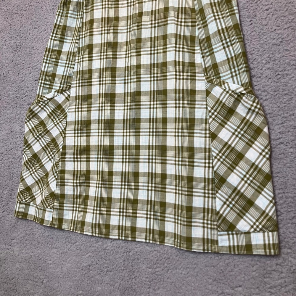 Horny Toad Organic Cotton Sleeveless Sun Dress L Olive Plaid Sustainable Cottage - Picture 7 of 8